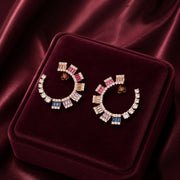 Multi Gemstone Hoop Earring
