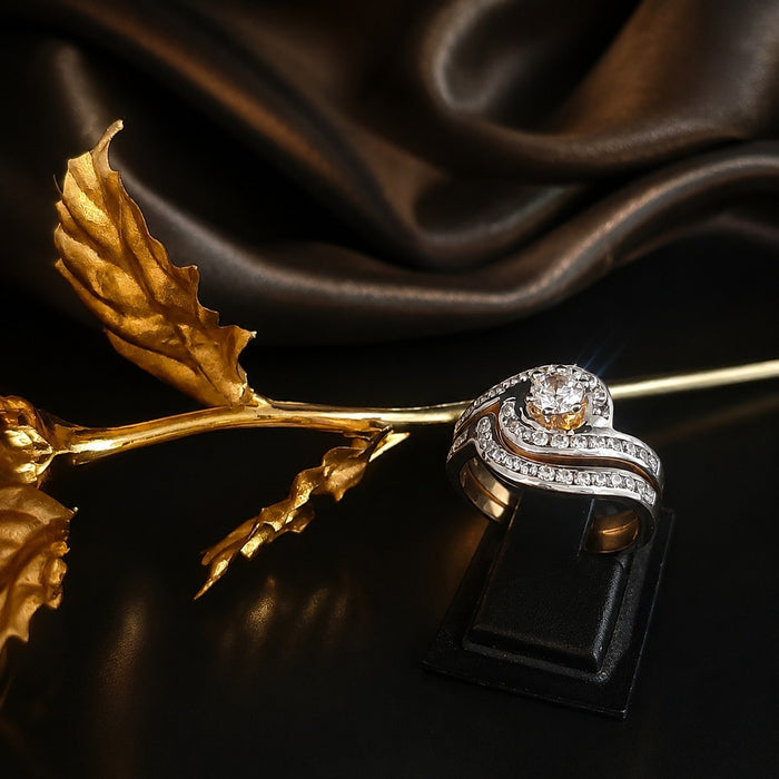 Elegant Silver Wedding Ring Set