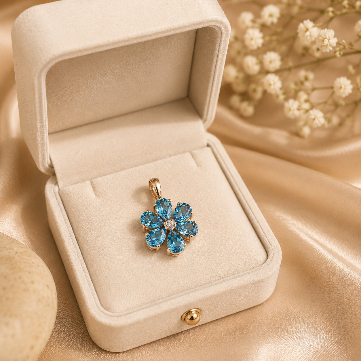 Floral Gemstone Pendant Set