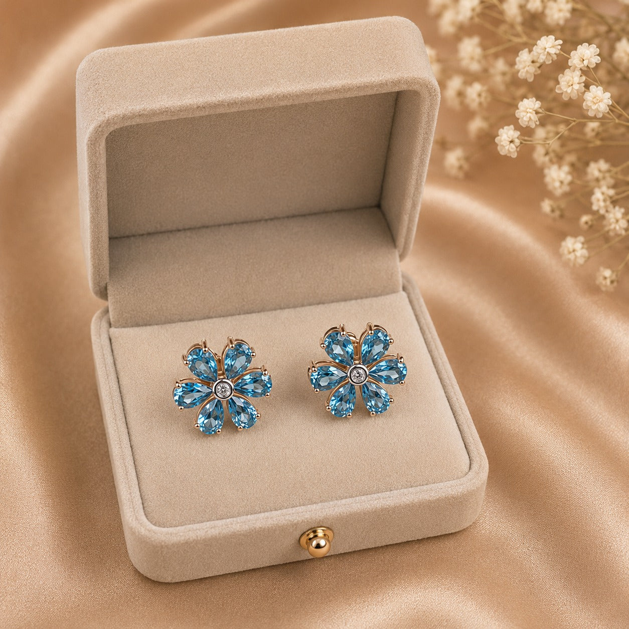 Floral Gemstone Pendant Set