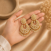 Gold Kundan Chandelier Earrings