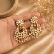 Gold Kundan Chandelier Earrings