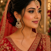 Gold Kundan Chandelier Earrings