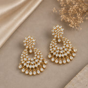 Gold Kundan Chandelier Earrings