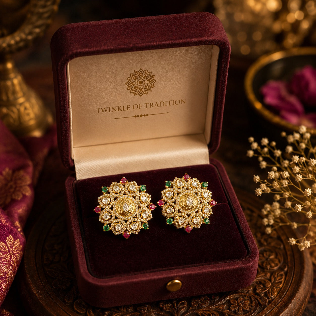 Floral Kundan Handmade Jewelry Set