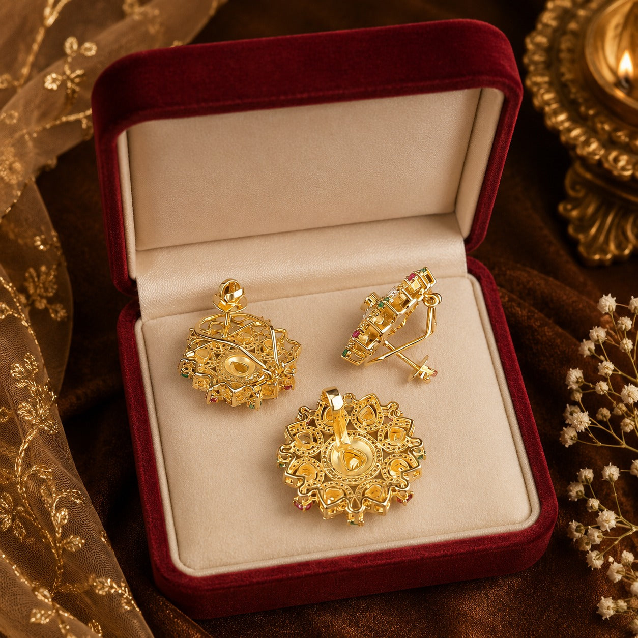 Floral Kundan Handmade Jewelry Set