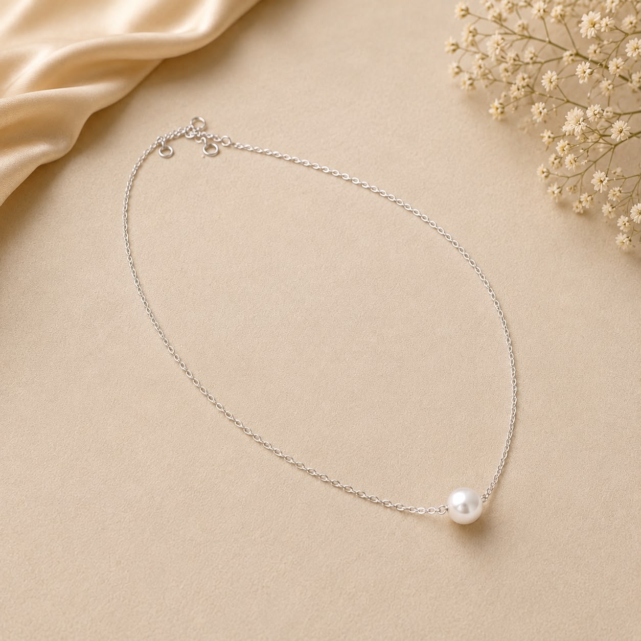 Dainty Pearl Silver Necklace