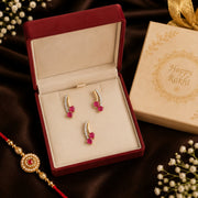 Gold Ruby Diamond  Pendant Set