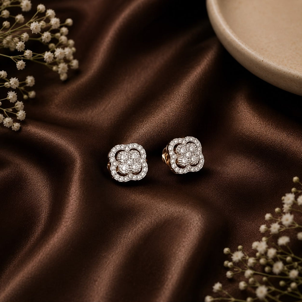 Moissanite Geometrical Silver Ear Stud