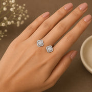 Moissanite Geometrical Silver Ear Stud