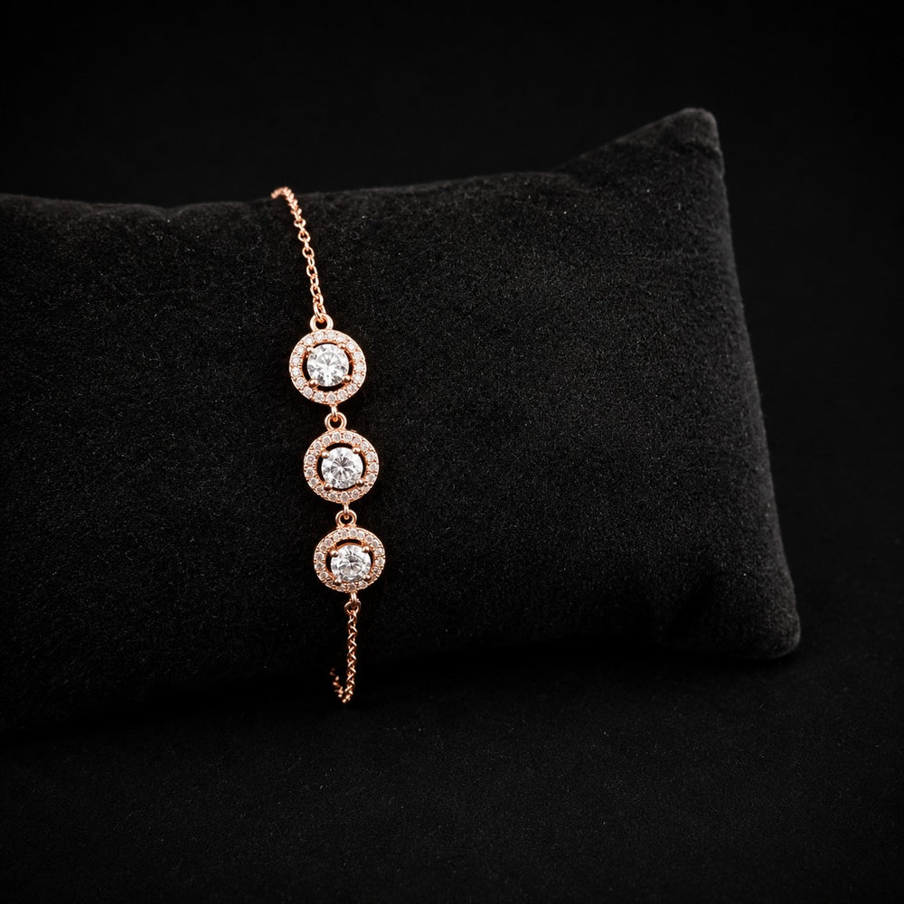 3 Stone Rose Gold Bracelet