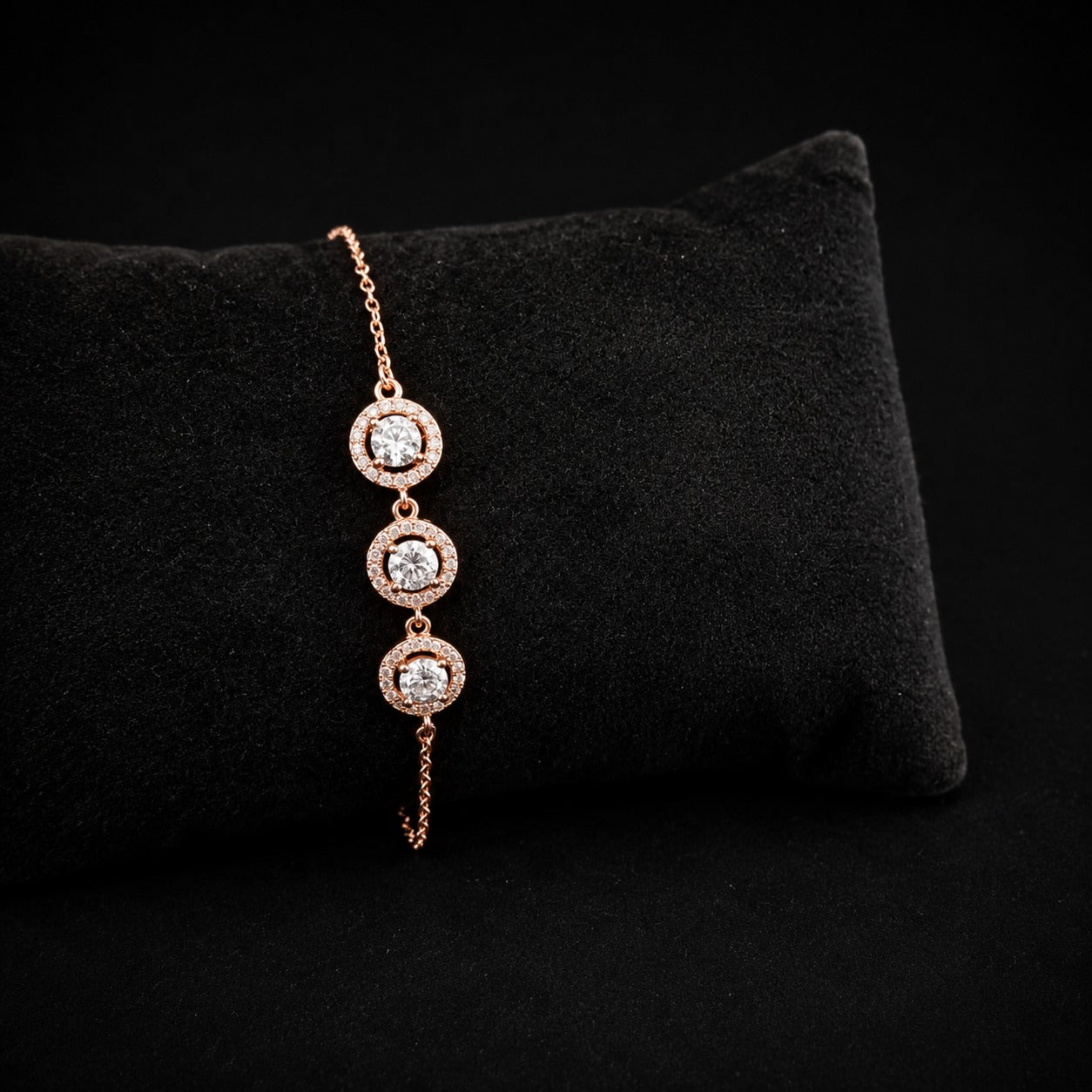 3 Stone Rose Gold Bracelet