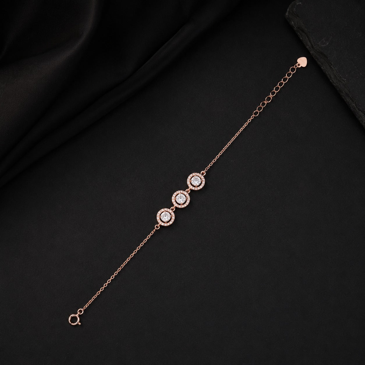 3 Stone Rose Gold Bracelet