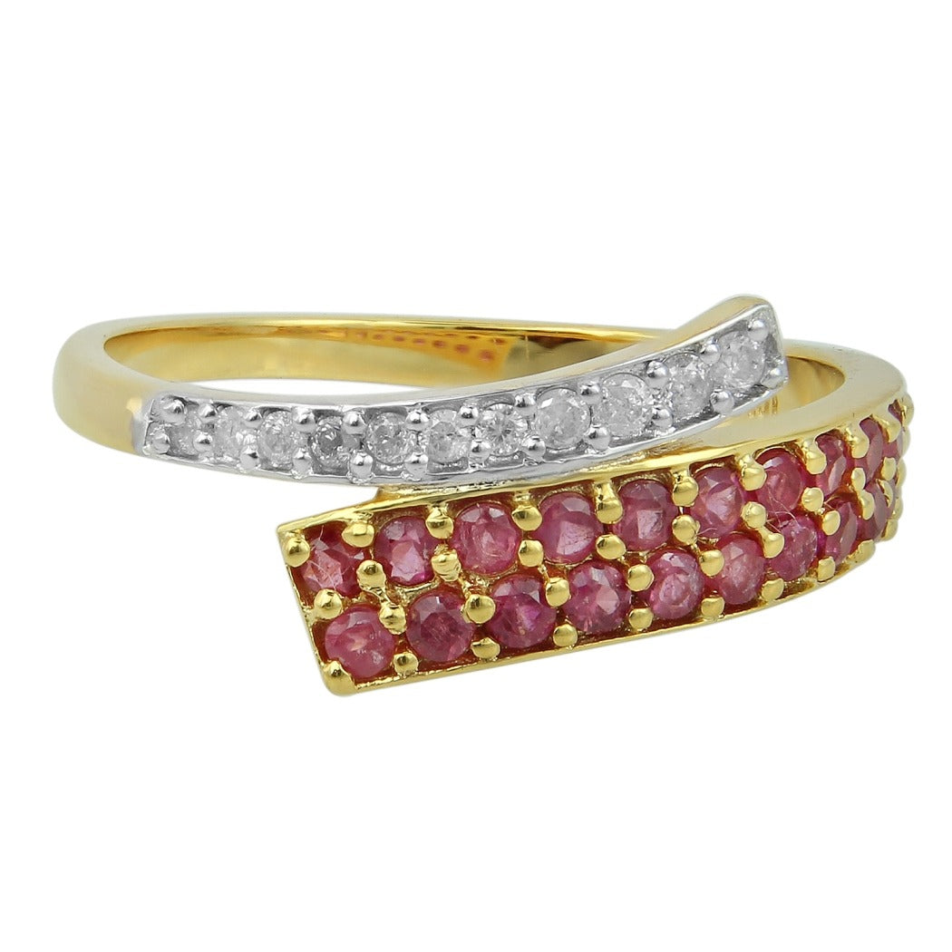 10K Gold Ruby Diamond Ring Band