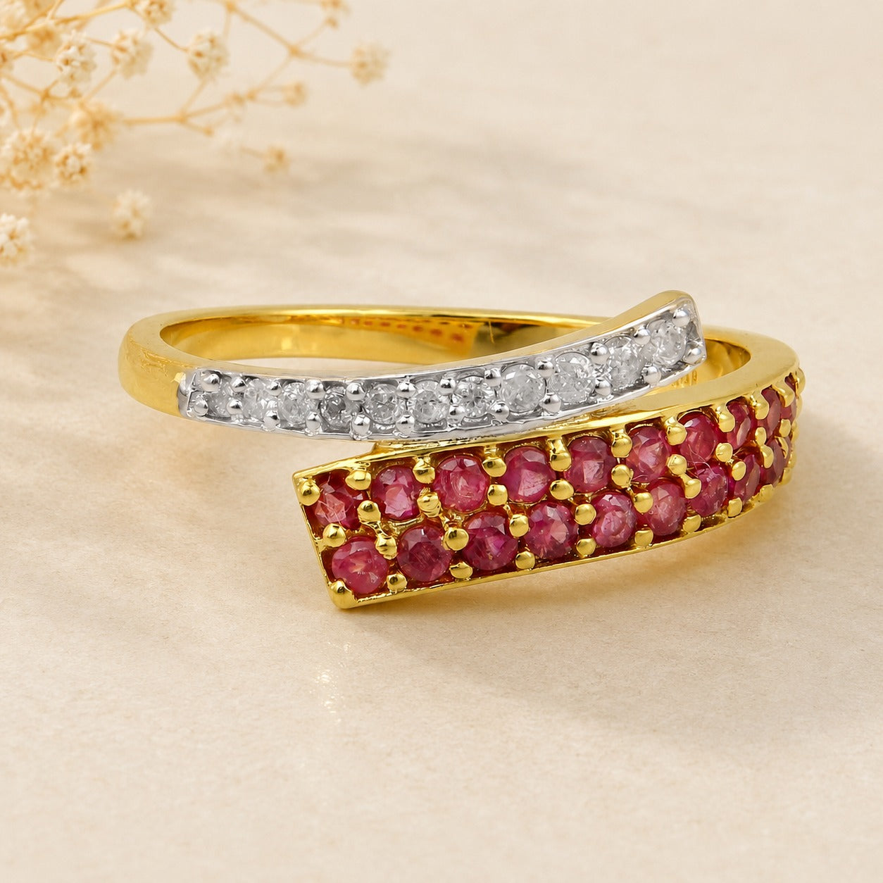 10K Gold Ruby Diamond Ring Band