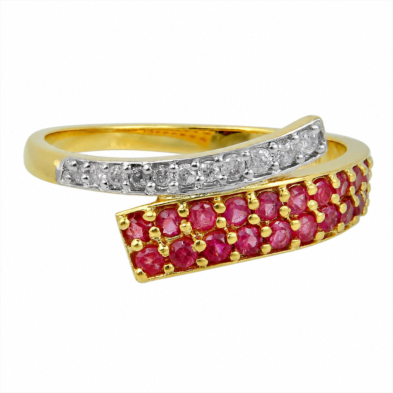 10K Gold Ruby Diamond Ring Band