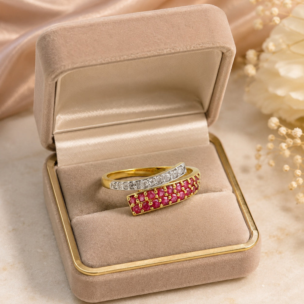 10K Gold Ruby Diamond Ring Band