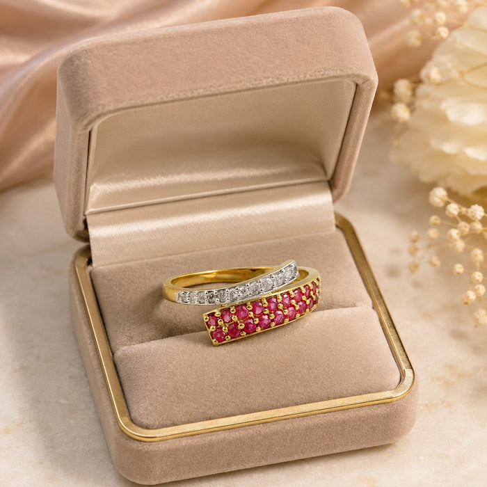 10K Gold Ruby Diamond Ring Band