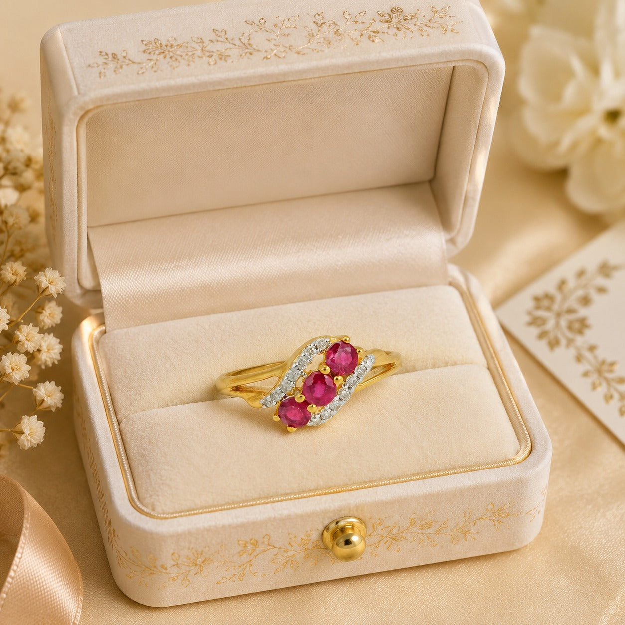 Gold Ruby Diamond Ring