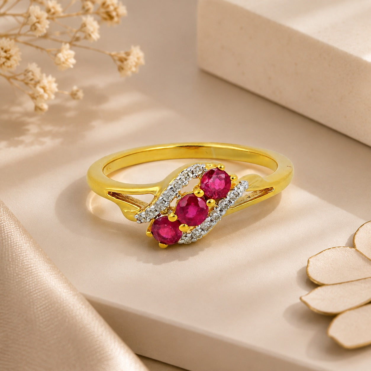 Gold Ruby Diamond Ring