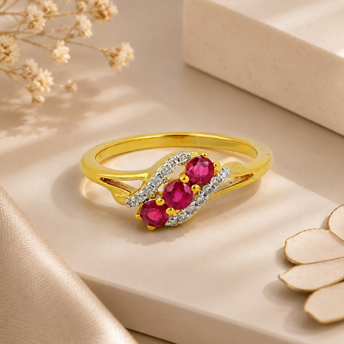 Gold Ruby Diamond Ring