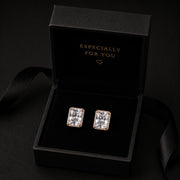 Silver Rose Gold Halo Studs