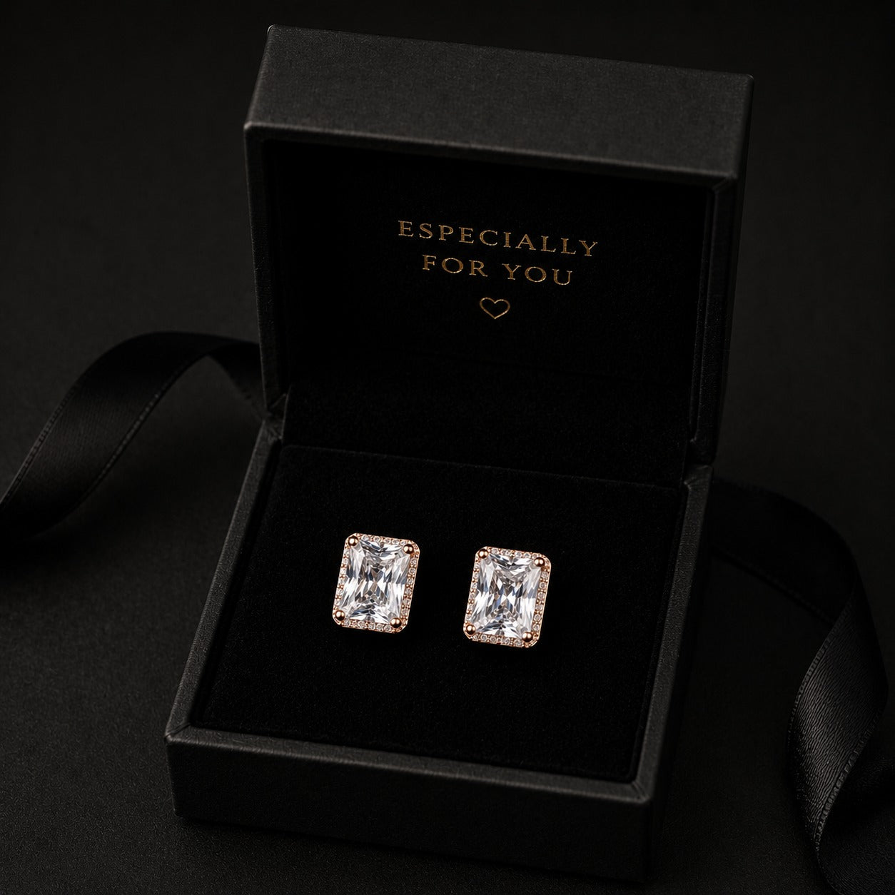 Silver Rose Gold Halo Studs