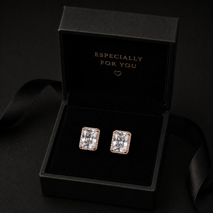 Silver Rose Gold Halo Studs