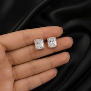 Silver Rose Gold Halo Studs
