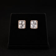 Silver Rose Gold Halo Studs