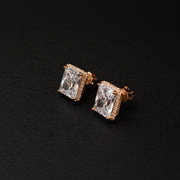 Silver Rose Gold Halo Studs