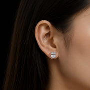 Silver Rose Gold Halo Studs