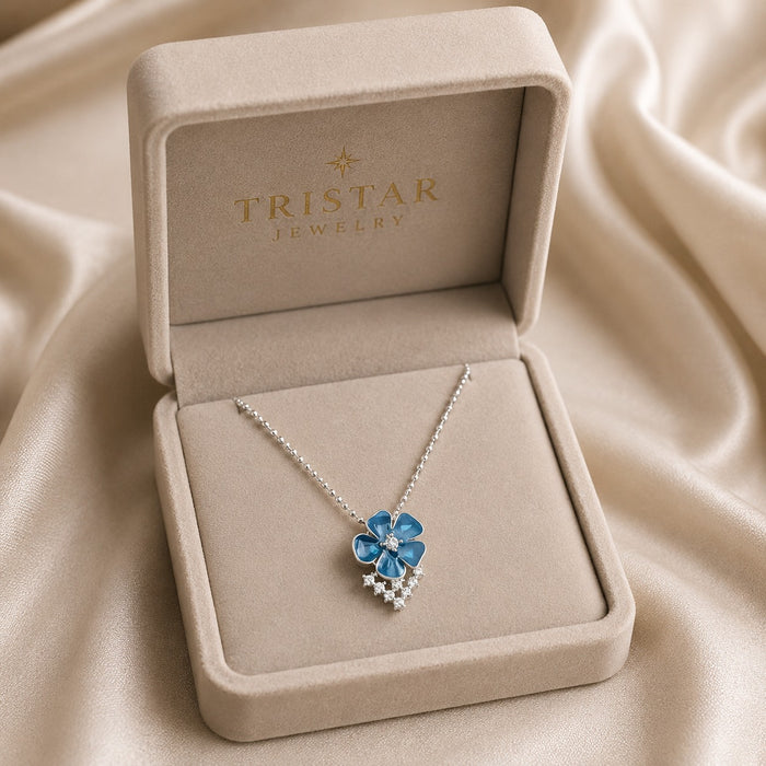 Enamel Flower Pendant With Chain