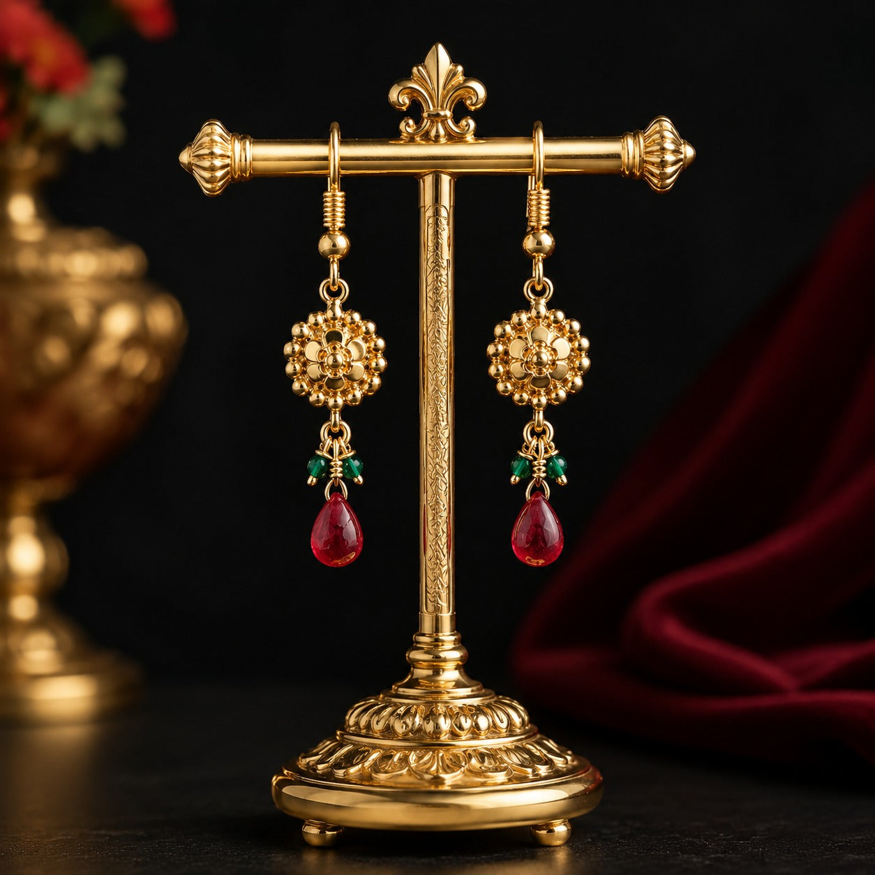 22K Handmade Luxury Traditional Gold Earrings