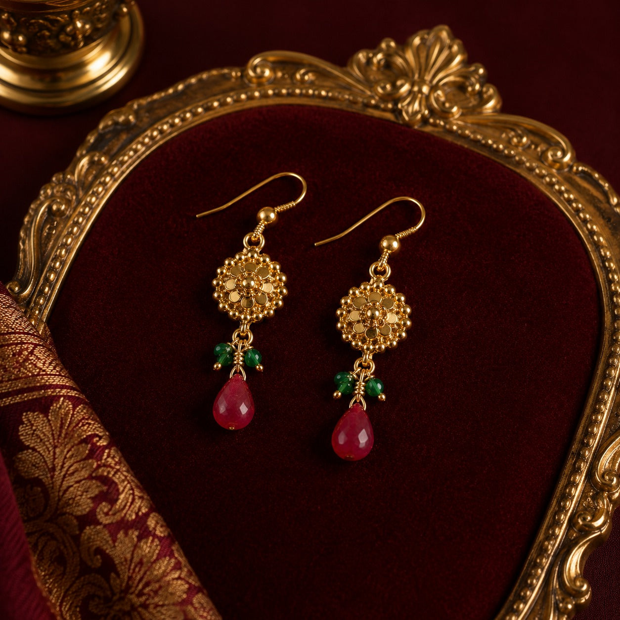 22K Handmade Luxury Traditional Gold Earrings