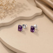 Silver Amethyst Stud Earrings