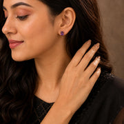 Silver Amethyst Stud Earrings
