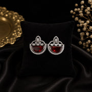 Silver Designer Fancy Shape Gemstone Earrings