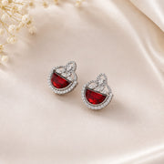 Silver Designer Fancy Shape Gemstone Earrings