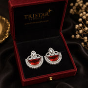 Silver Designer Fancy Shape Gemstone Earrings