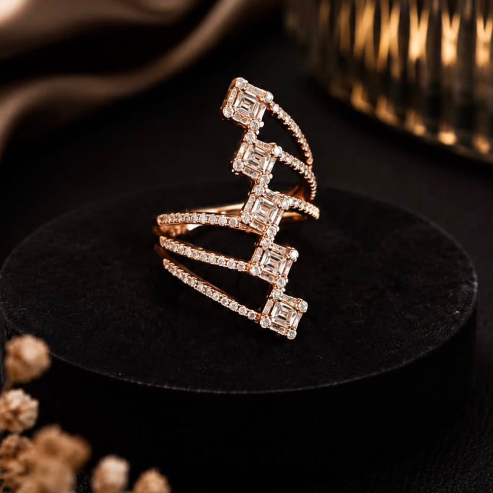 Rose Gold Baguette Diamond Statement Ring