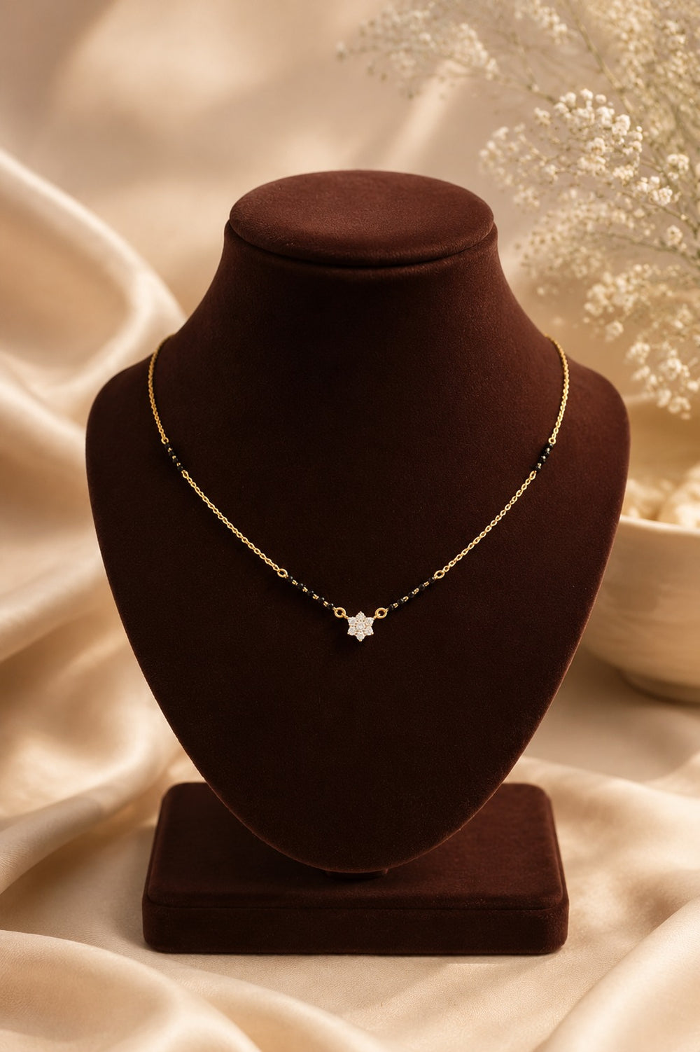 Floral Silver Mangalsutra