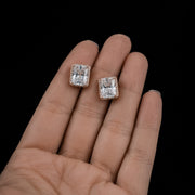Silver Rose Gold Halo Studs
