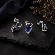 Pink Heart Gemstone Silver Pendant & Earrings Set
