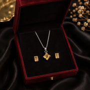 Tiny Citrine Pendant Set