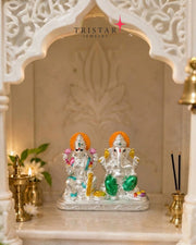 Silver Lakshmi Ganesh Idol Statue