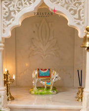 Silver Cow And Calf Figurine Idol