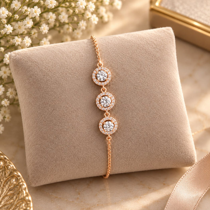 3 Stone Rose Gold Bracelet