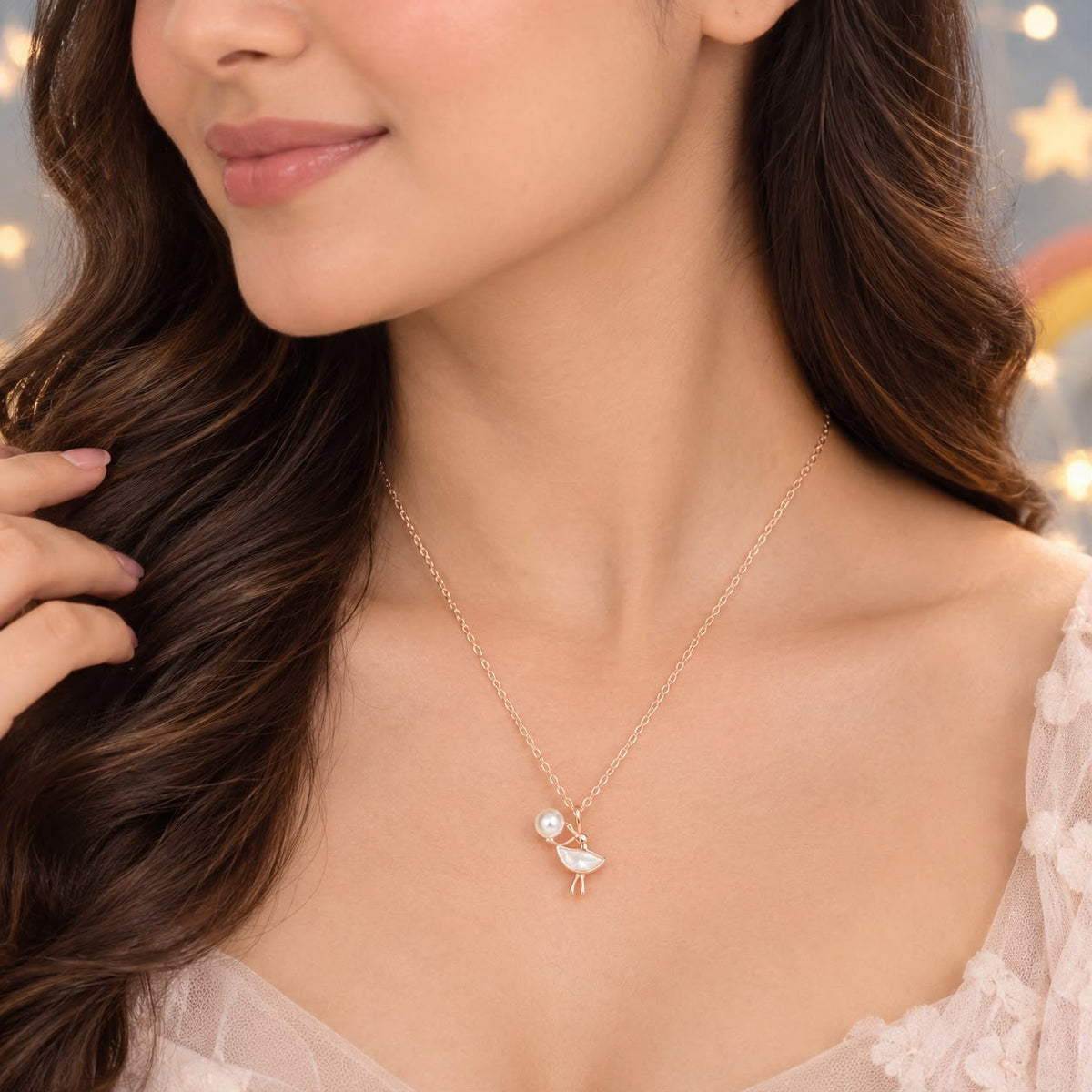 Dancing Girl MOP Rose Gold Necklace
