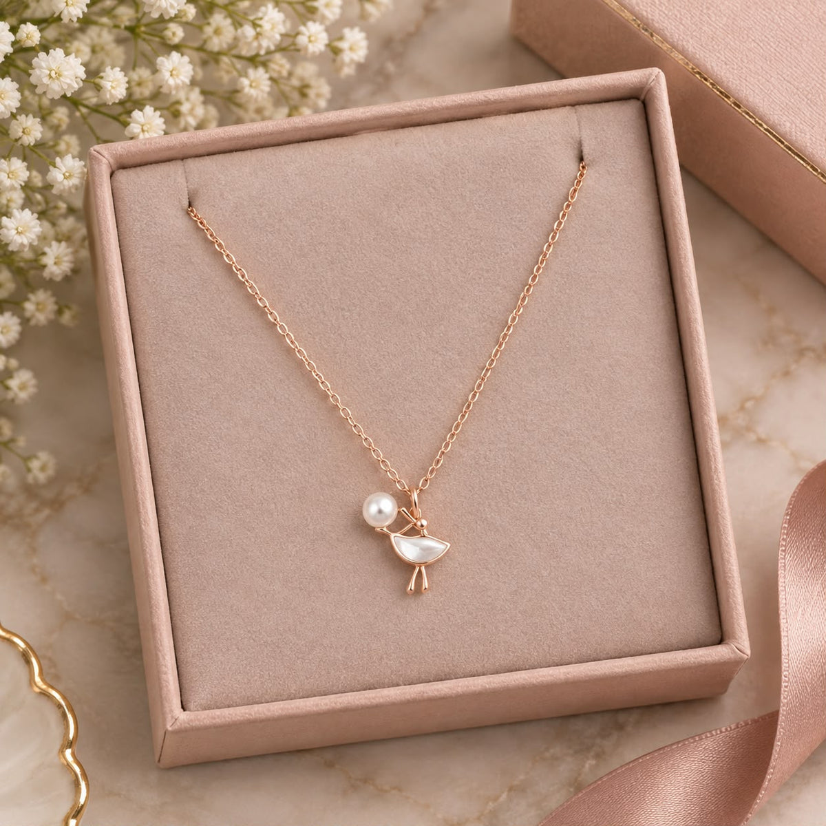 Dancing Girl MOP Rose Gold Necklace